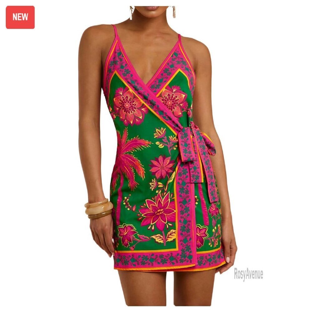 Satin Mini Wrap Dress Backless Spaghetti Strap Prom Cocktail